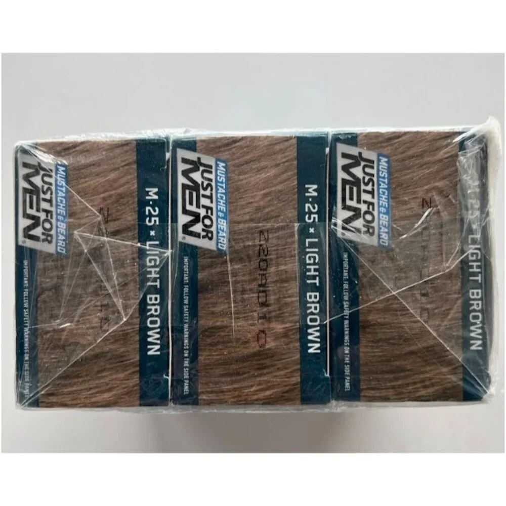 Just For Men Mustache & Beard Brush-In Color Gel M-25 Light Brown 3Pk